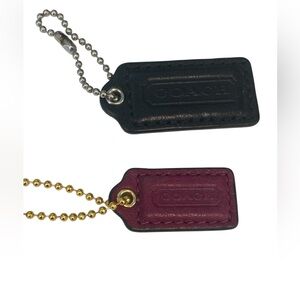 Set of 2  Coach small black 1 5/8” x 1.25” & mini dark pink 5/8”x 1.25” hangtags